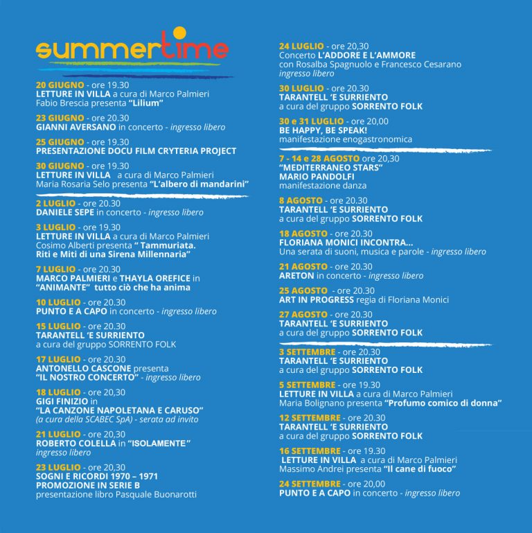 Eventi Estate 2021 Sorrento Programma Summer Time Villa Fiorentino