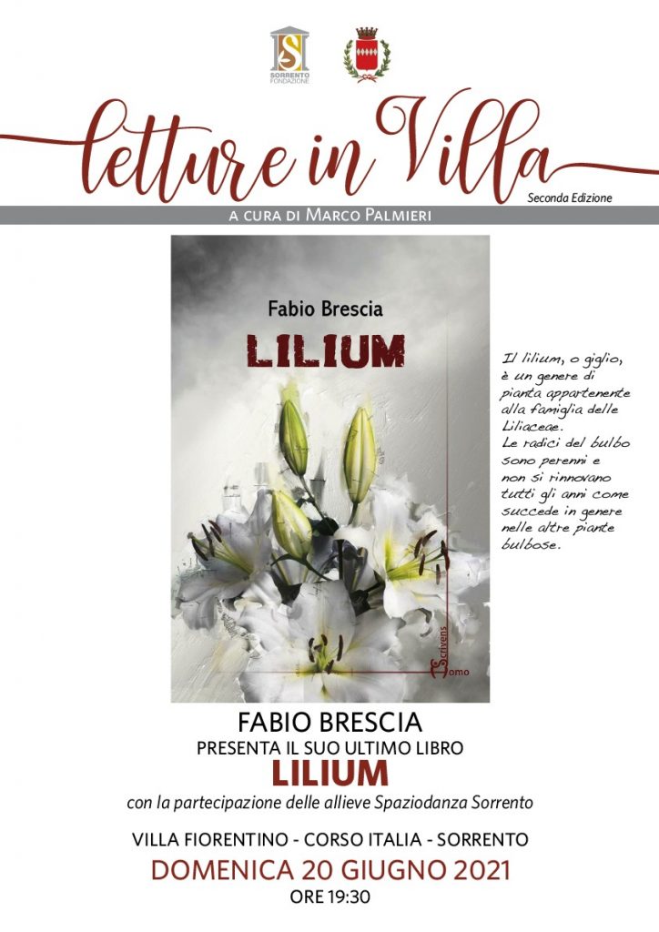 Eventi Sorrento estate 2021 Letture in Villa Fabio Brescia presenta Lilium