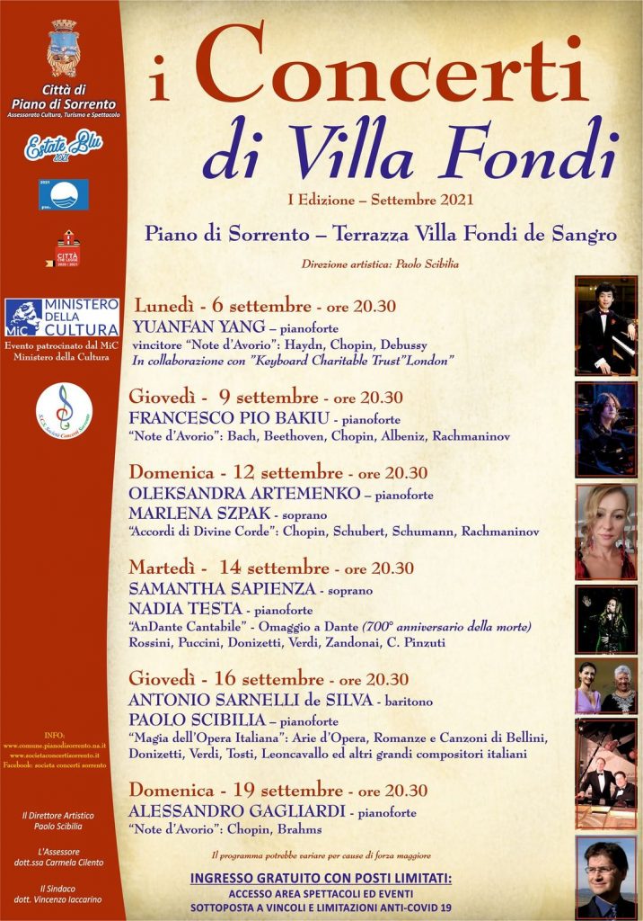 Eventi settembre 2021 Piano di Sorrento I Concerti di Villa Fondi
