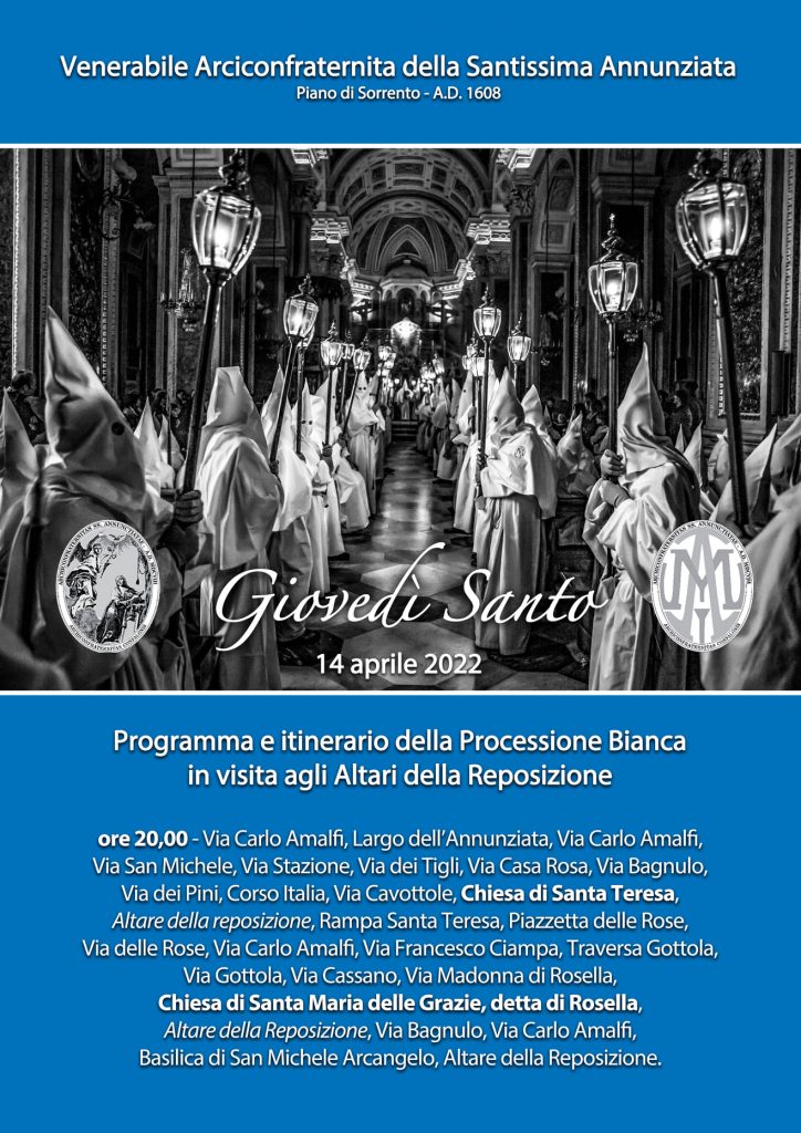 itinerario processione bianca piano di sorrento giovedì santo 2022