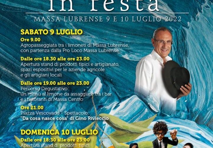 Eventi luglio 2022 Massa LUbrense 26 edizionie Limoni in festa concerto la maschera Gino Rivieccio