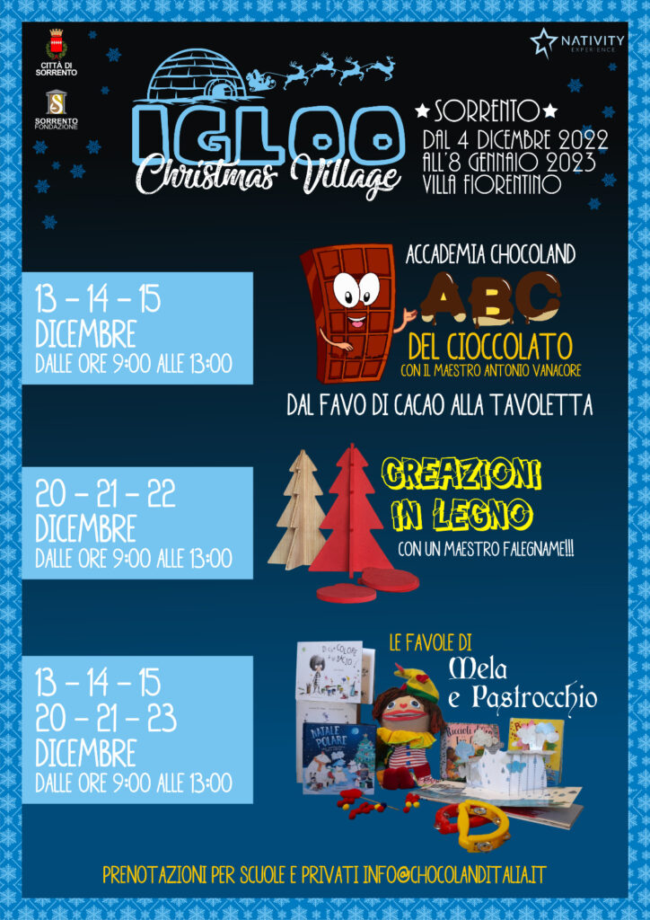 villaggio di babbo natale igloo village 2022 sorrento calendario