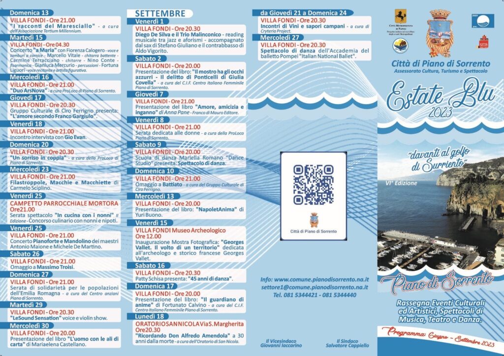 Programma eventi agosto e settembre 2023 Piano di Sorrento