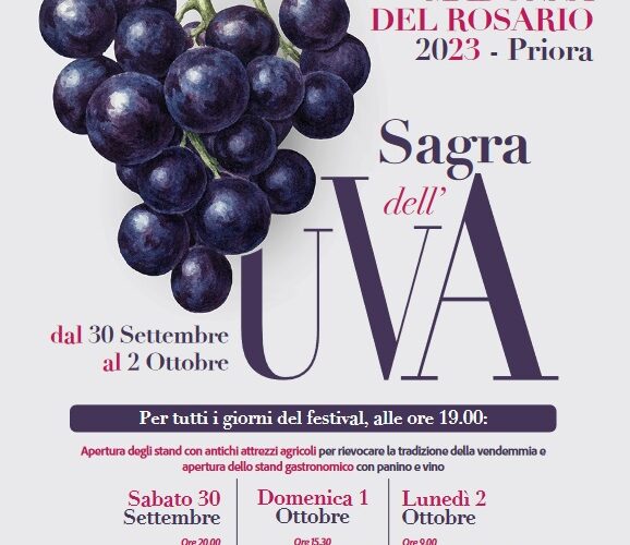 programma sagra dell'uva a priora 2023