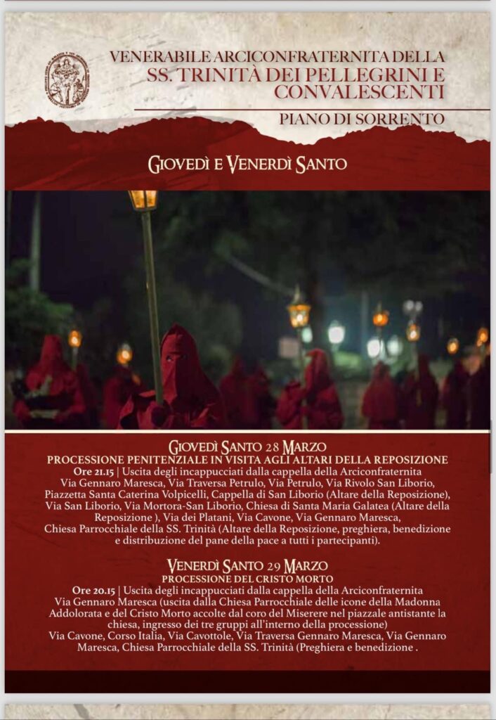 processione rossa trinità piano di sorrento venerdì santo 2024 percorso