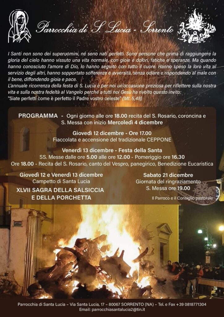 Ceppone di Santa Lucia Sorrento 2024 sagra salsiccia e porchetta