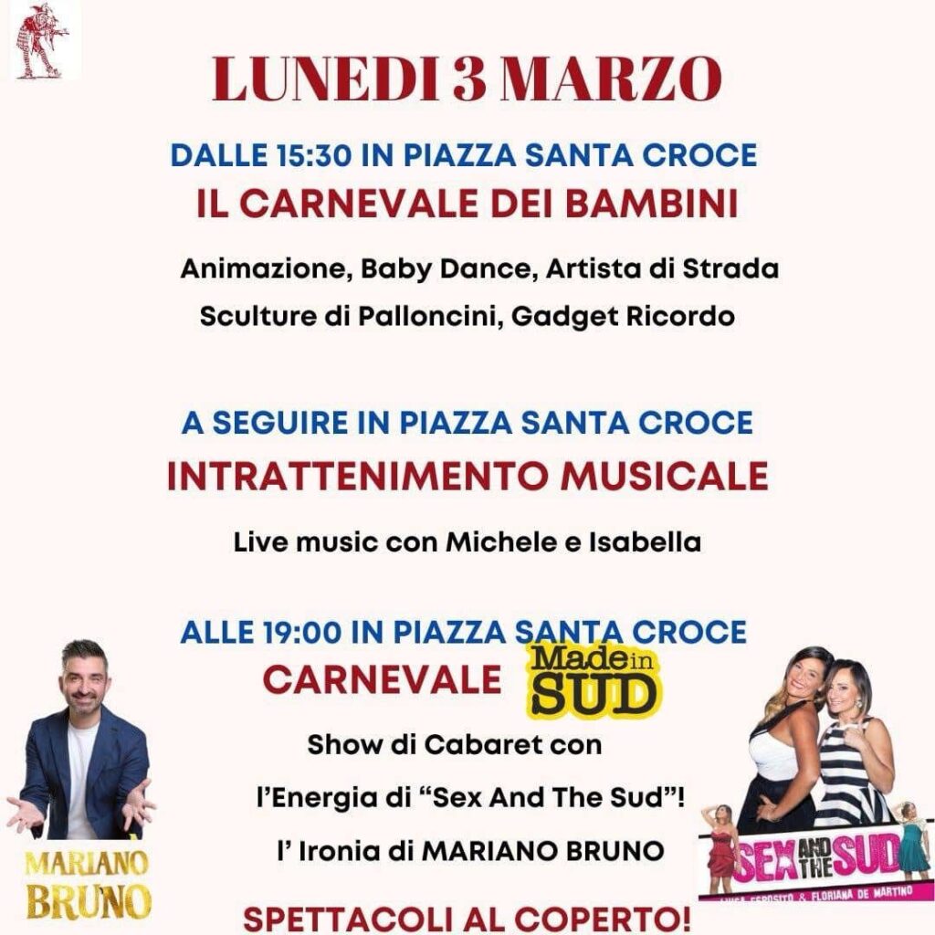 carnevale a termini 2025 programma lunedì 3 marzo