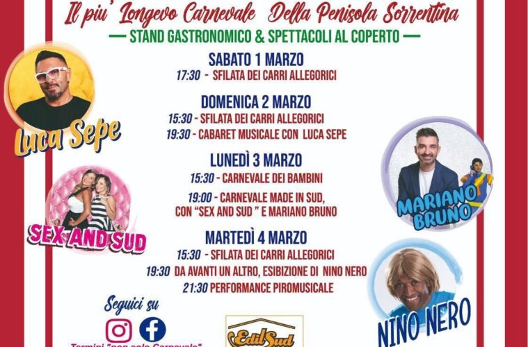 carnevale a termini 2025 programma completo massa lubrense