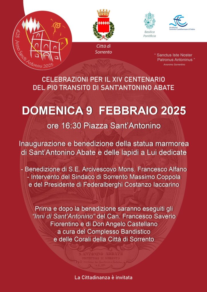 inaugurazione statua sant'antonino sorrento 2025