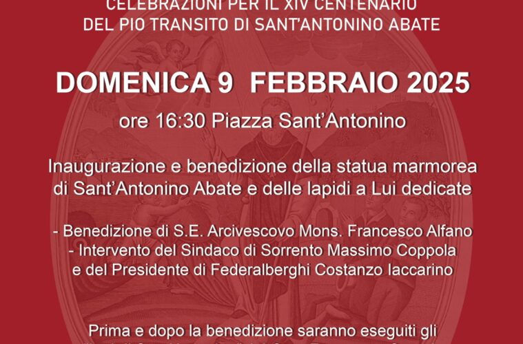 inaugurazione statua sant'antonino sorrento 2025